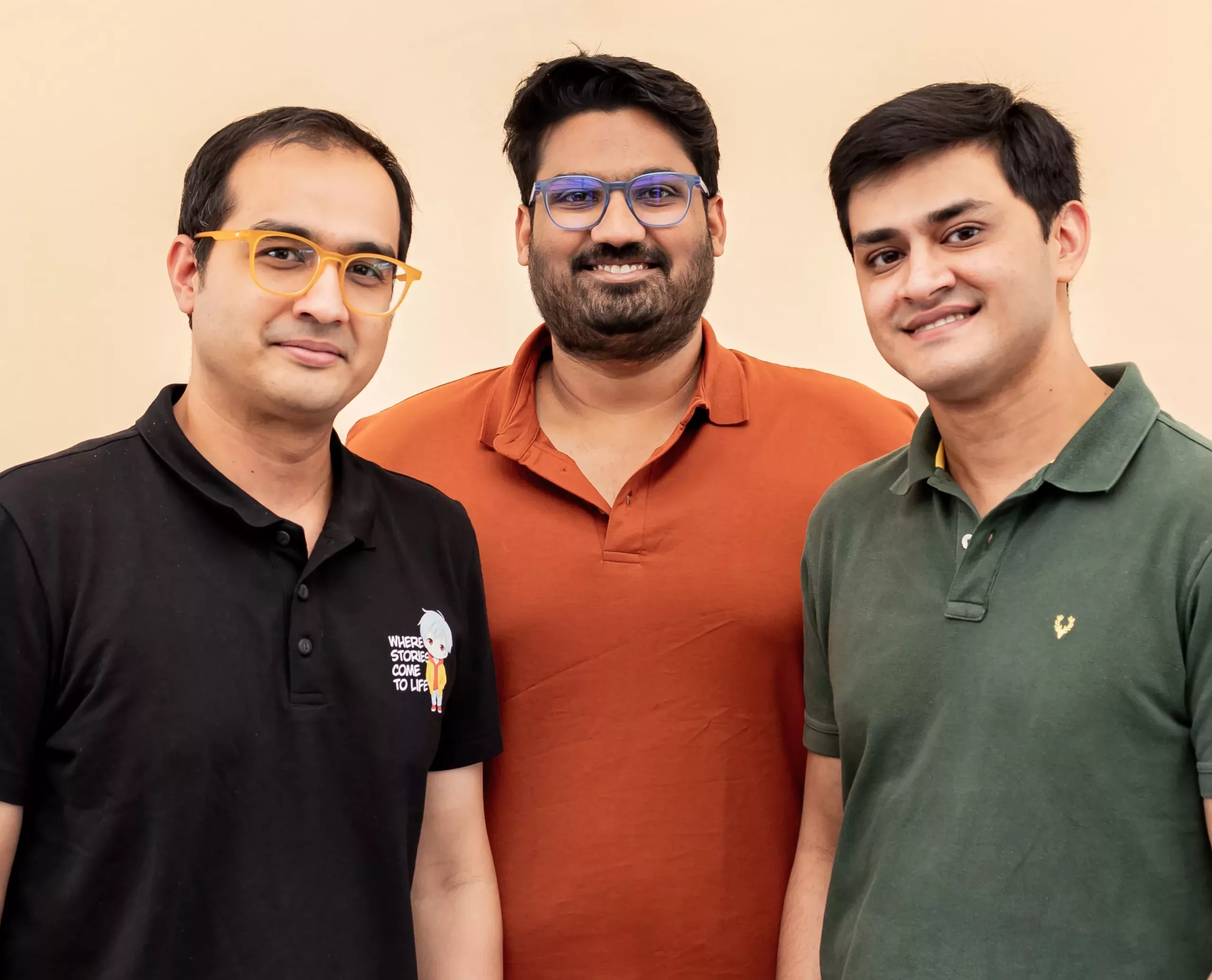 Dashtoon Founders - Sanidhya Narain and Lalith Gudipati along with tech veteran Soumyadeep Mukherjee.